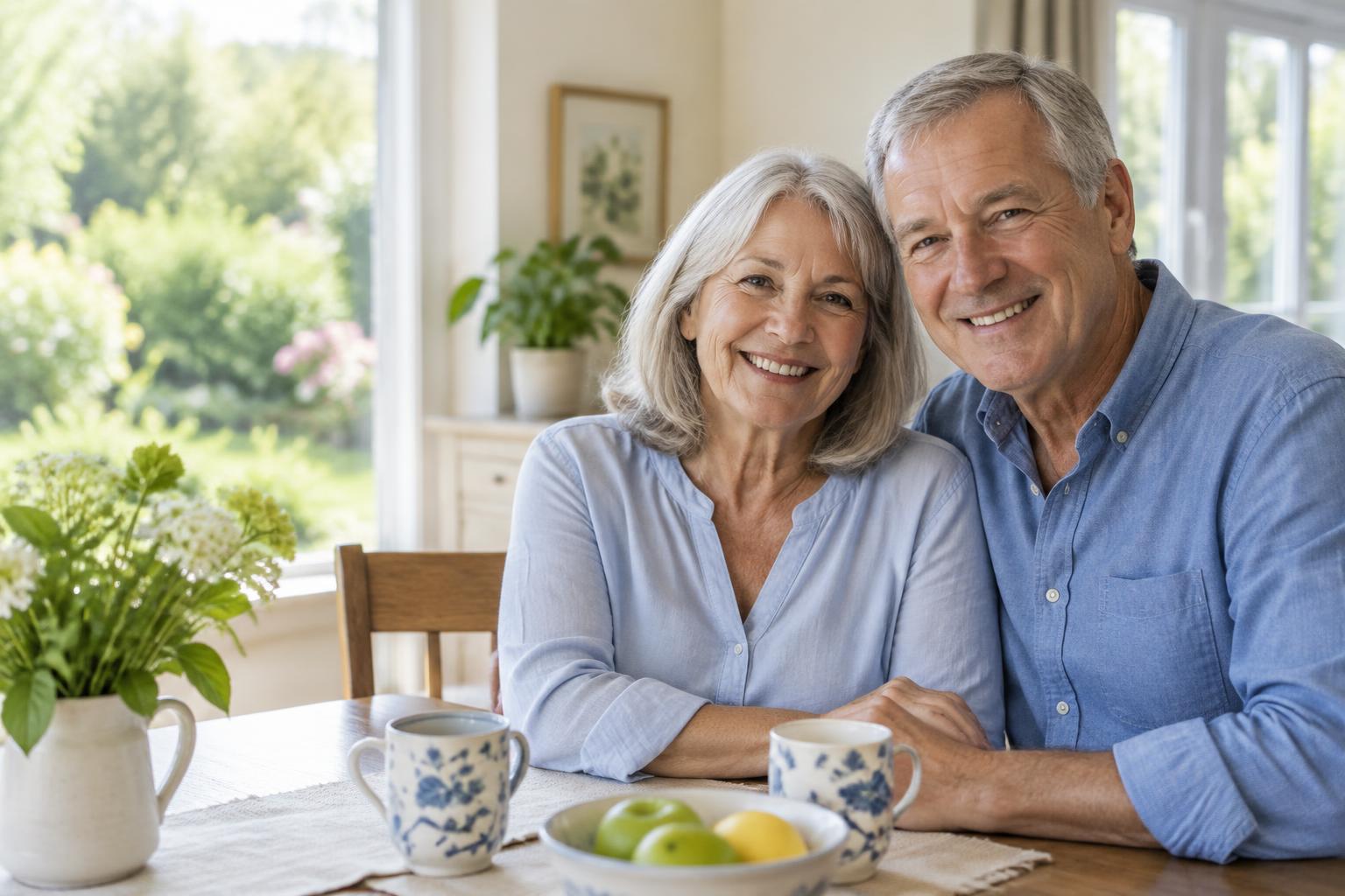A senior couple sharing a relaxed moment at home